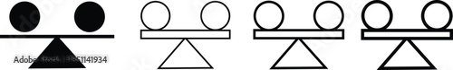 Balance scale icons with people symbols teamwork concept