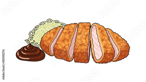 Crispy Fried Chicken Tenderloin with Dipping Sauce on White Background