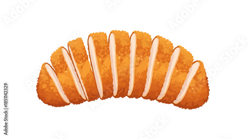 Fresh Croissant with Sugar Glaze Presented on Wooden Surface