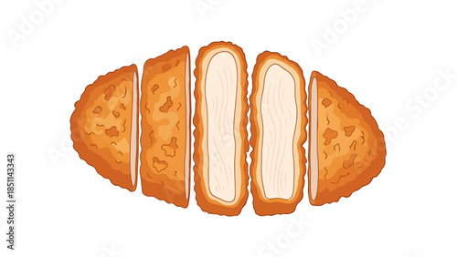 Crispy golden fried chicken breast with tender meat slices authentic and delicious meal presentation