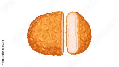 Crispy Fried Chicken Cutlet with Creamy Filling for Delicious Snack or Meal