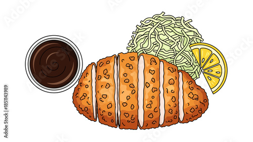 Freshly Baked Croissant with Coffee Lemon and Noodles on a White Plate