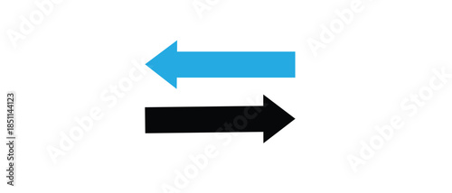 Opposite direction arrows blue and black navigation icons.