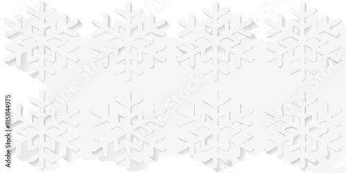 A decorative white border featuring intricate snowflake designs and patterns