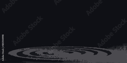 A dark illustration of a coiled spiral labyrinth with grey tones