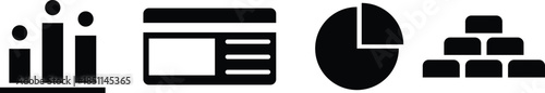 Business analytics and dashboard icons in solid style.