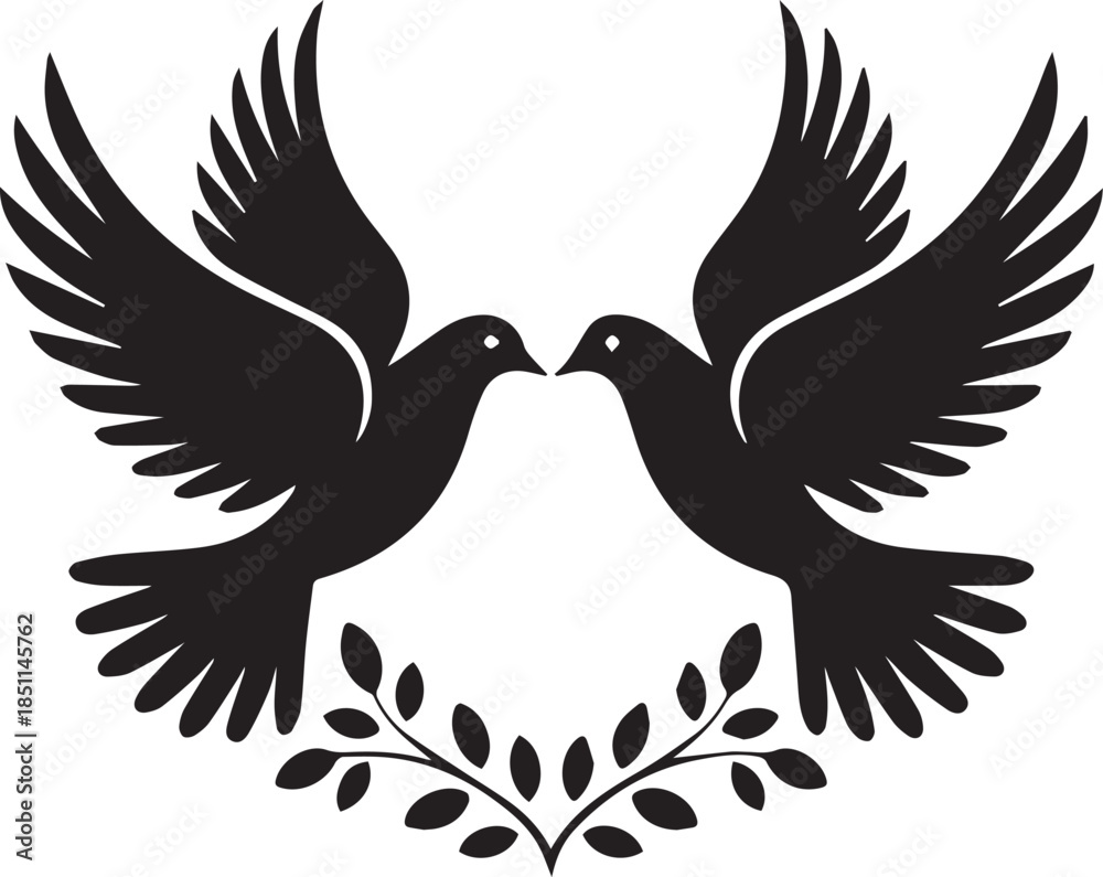 Obraz premium Romantic Couple Silhouette with Hearts on White Background