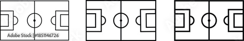 Minimalist soccer field outline icons.