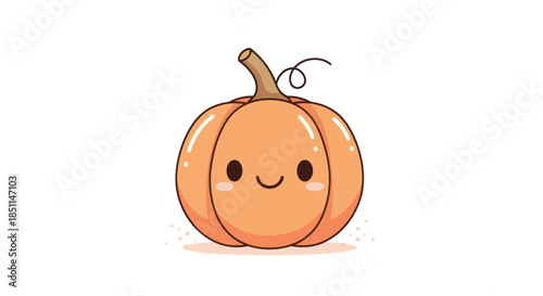 Cartoon pumpkin illustration smiling with cute face on white background