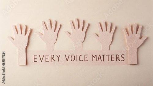 Paper Hand Silhouettes Above the Every Voice Matters Message
