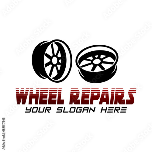 Very detailed and neat car rim repair service logo template