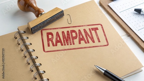 Stamped document with the word Rampant on a notepad