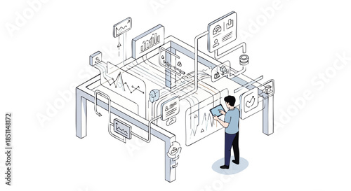 Futuristic medical technology displays vital signs and patient data on an interactive interface.