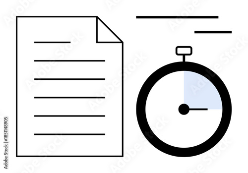 Time management, deadlines, productivity tools, task prioritization, efficiency tracking, work planning. Paper document next to a stopwatch. Time management and deadlines