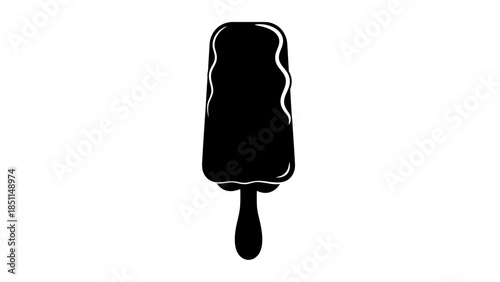 Black silhouette of a chocolate ice cream bar on a stick.