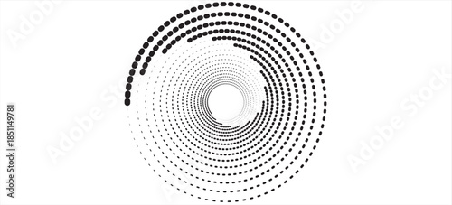 Halftone circular dotted frames set. Circle dots texture isolated on white background. Spotted spray texture. Vector abstract design element spiral circle sound wave vector dots circle