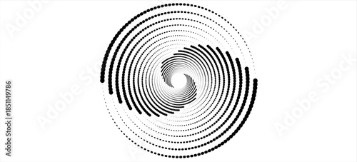 Halftone circular dotted frames set. Circle dots texture isolated on white background. Spotted spray texture. Vector abstract design element spiral circle sound wave vector dots circle