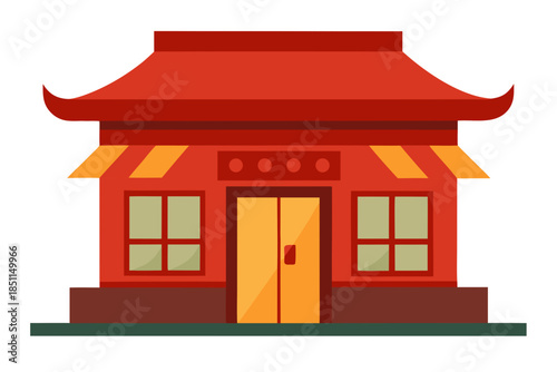 Classic Traditional Pharmacy Shop Facade Illustration with Old-Style Architecture and Medical Heritage Theme