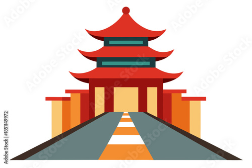 Charming Traditional Village Street Illustration with Narrow Lane and Old Houses, Capturing Rustic Rural Life