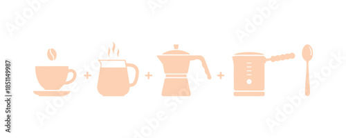 A visual representation of the Raf coffee recipe set against a white backdrop