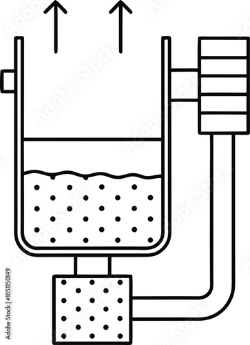 aquarium auto feeder line art vector illustration on transparent background
