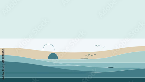 Illustration of a Diving Helmet Underwater Scene.