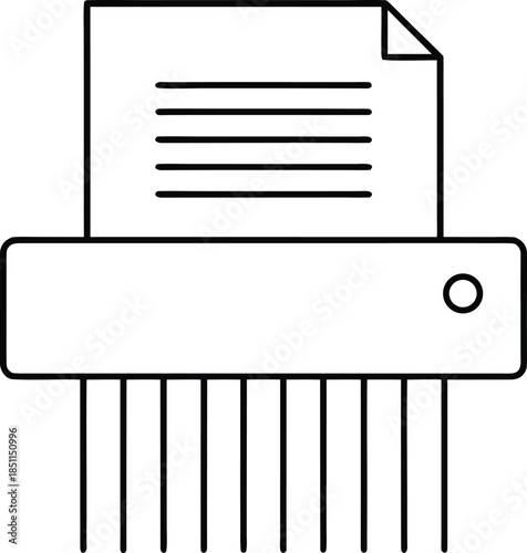 document shredder line art vector illustration on transparent background