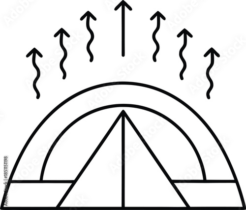 emergency cooling tent line art vector illustration on transparent background