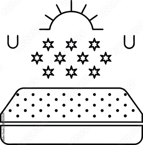 mattress sanitizer uv line art vector illustration on transparent background