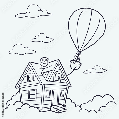 House with hot air balloon