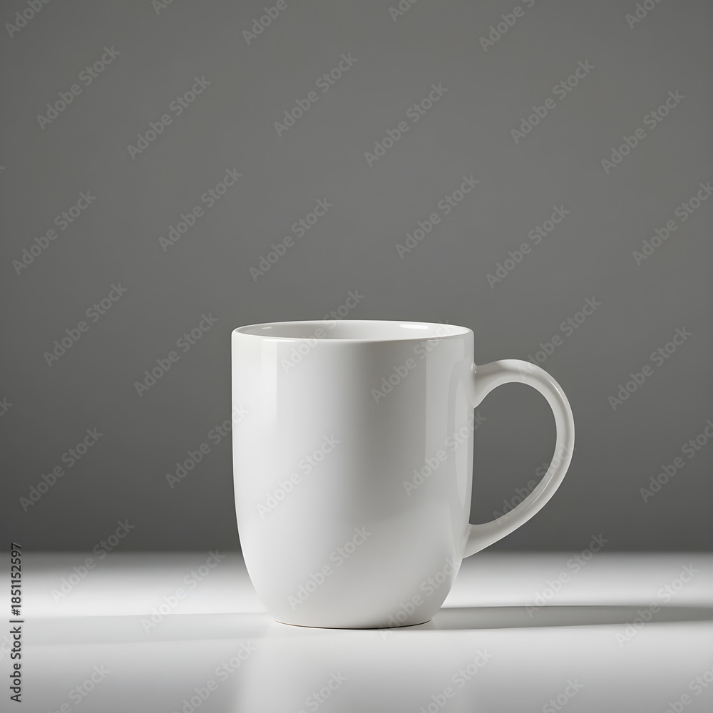 Obraz premium Minimalist Ceramic Mug on Clean Background with Soft Shadow