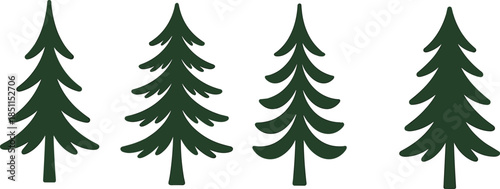 "Set of four green pine tree icons isolated on white background, evergreen forest symbols, nature design elements vector illustration"

flat vector illustration