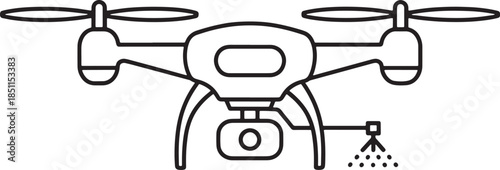 Modern Smart Farming Technology Drone Icon with Spraying System for Agricultural Monitoring Crop Protection and High Tech Innovation in Rural Industry