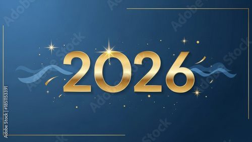 Golden 2026 text with festive ribbons and sparkles a celebratory graphic for New Years Eve and future event planning
