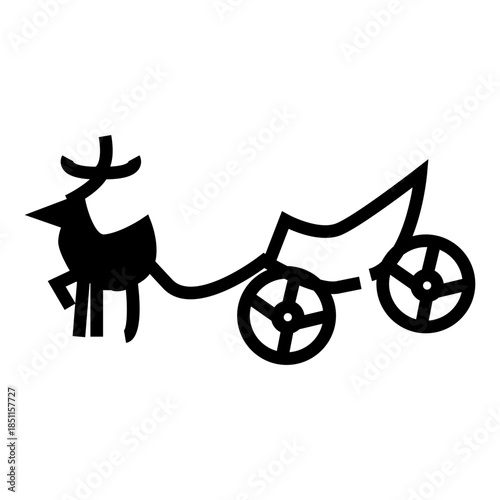 sleigh with reindeer image illustration vector