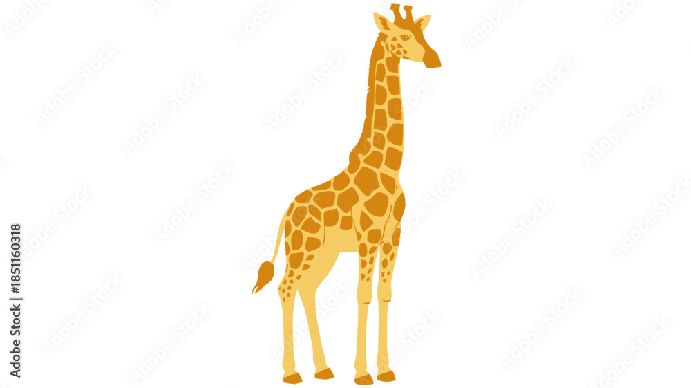 Obraz premium Giraffe illustration in golden tone on white background for wildlife branding