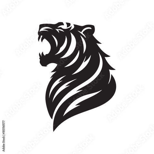 tiger roaring vector silhouette clip art logo design illustration