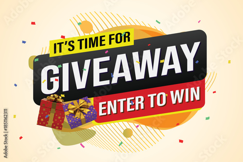 giveaway enter and win word vector gift box surprise style for social media landing page, template, ui, web, mobile app, poster, banner, flyer, background, gift card, coupon, label, wallpaper

