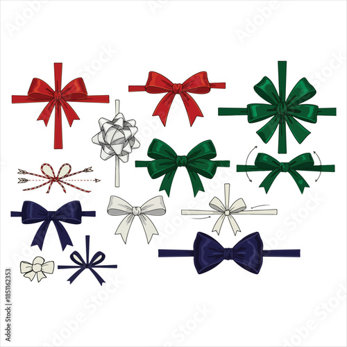 Colorful Ribbons and Bows Illustration Set for Crafts