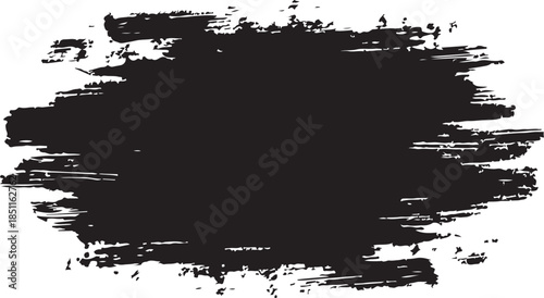 Set of black brush strokes with line frame vector illustration