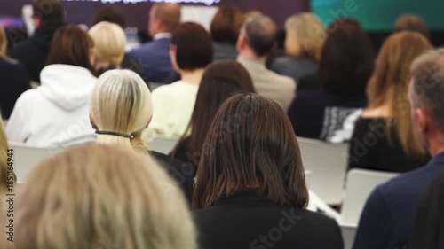 Wallpaper Mural Female audience at the symposyum meeting, participants attendees in conference room hall listens to lecturer, group of women on a medical congress together listen to speaker on a stage at master-class Torontodigital.ca