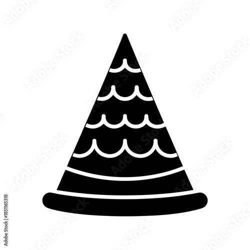 halloween party hat icon black silhouette vector illustration on transparent background