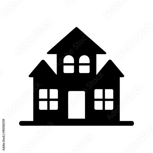 haunted house icon black silhouette vector illustration on transparent background