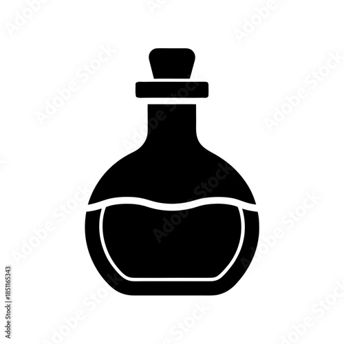 magic potion bottle icon black silhouette vector illustration on transparent background