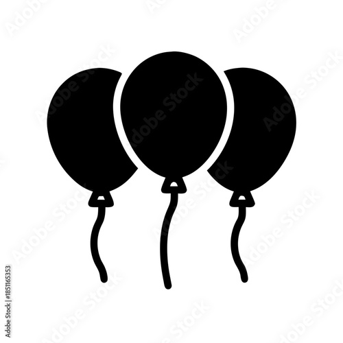 party balloon icon black silhouette vector illustration on transparent background