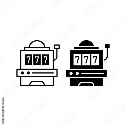 Slot machine vector illustration icons set