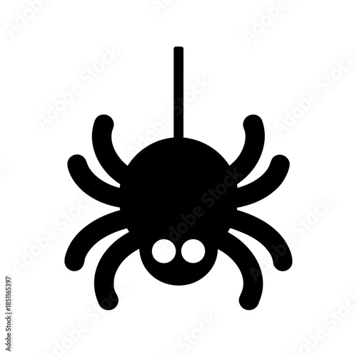 spider hanging icon black silhouette vector illustration on transparent background