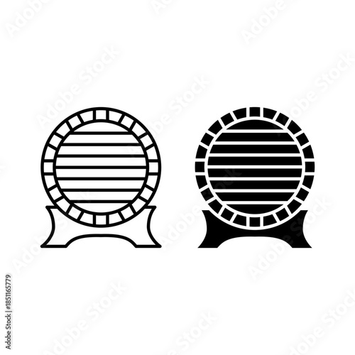 Wood Barrel vector illustration icons set