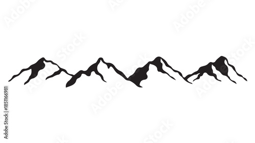 Mountain Silhouettes in Dramatic Minimalist Style with High Contrast Black and White for Outdoor Adventure Branding