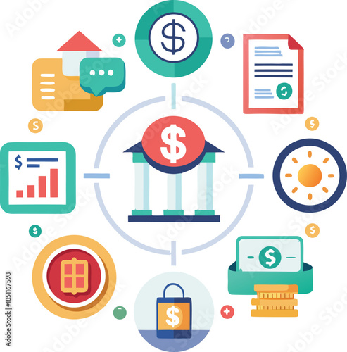 Finance line icons set. Money payments elements outline icons collection.